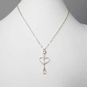 Sterling Silver Heart with Briolette Necklace